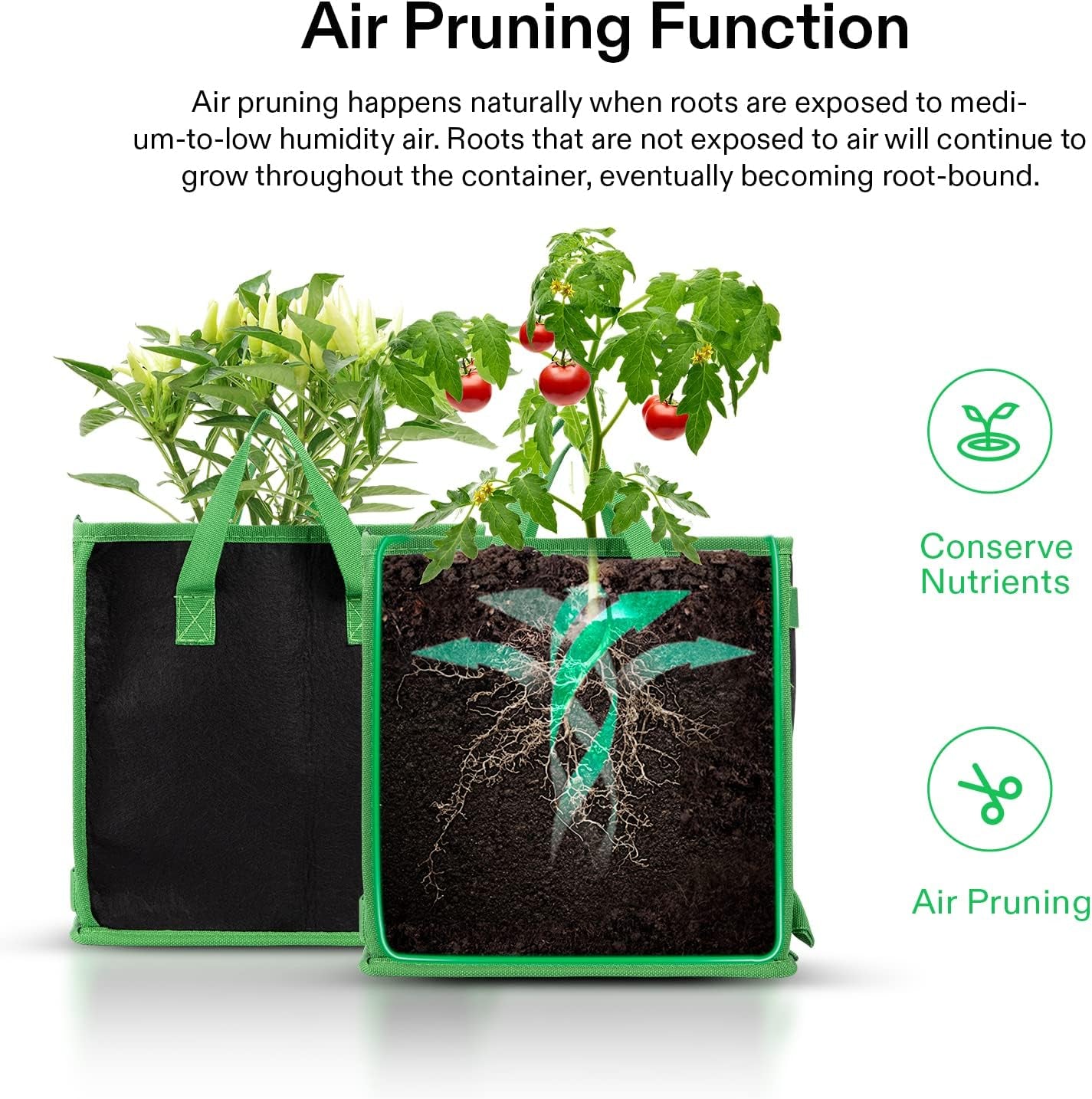 5 Pack 5 Gallon Square Grow Bags, Thick Nonwoven Cubic Fabric Pots with Handles for Indoor and Outdoor Gardening