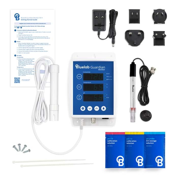 Bluelab Guardian Monitor Wi-Fi for Real-time pH, Temperature, and Conductivity (TDS) Measurements in Water with Calibration, 3 in 1 Digital Nutrient Meter for Hydroponic Systems and Indoor Plant Grow