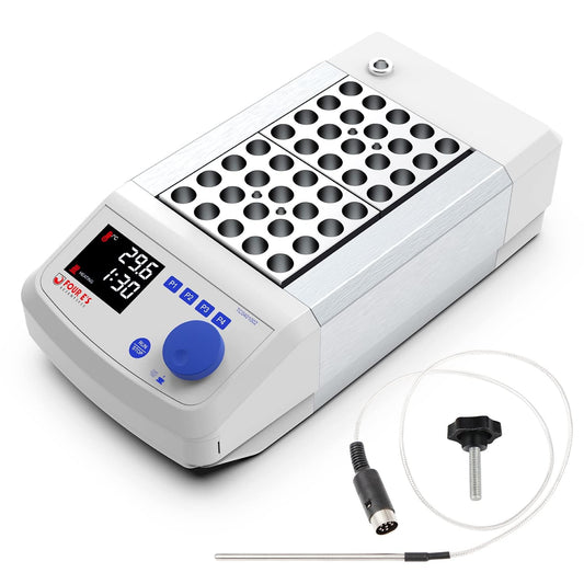 FOUR E'S SCIENTIFIC Digital Dry Bath Incubator with 20 x 1.5ml Heating Block & Temperature Sensor, Up to 302℉/150°C, LED Display, High Temperature Precision, Timing Control for Laboratory