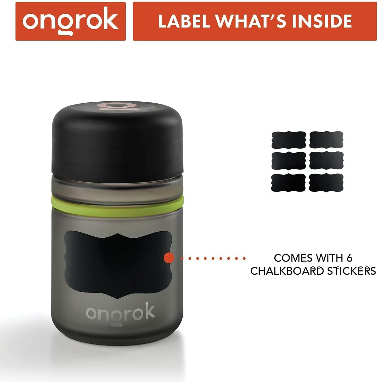 ONGROK Glass Storage Jar, 180ml, 3 Pack, UV Herb/Spice Jar with Child Resistant Lid, Color-Coded Glass Containers Air Proof to Preserve Smell and Aroma, Perfect Size to Store in a Drawer or Cupboard
