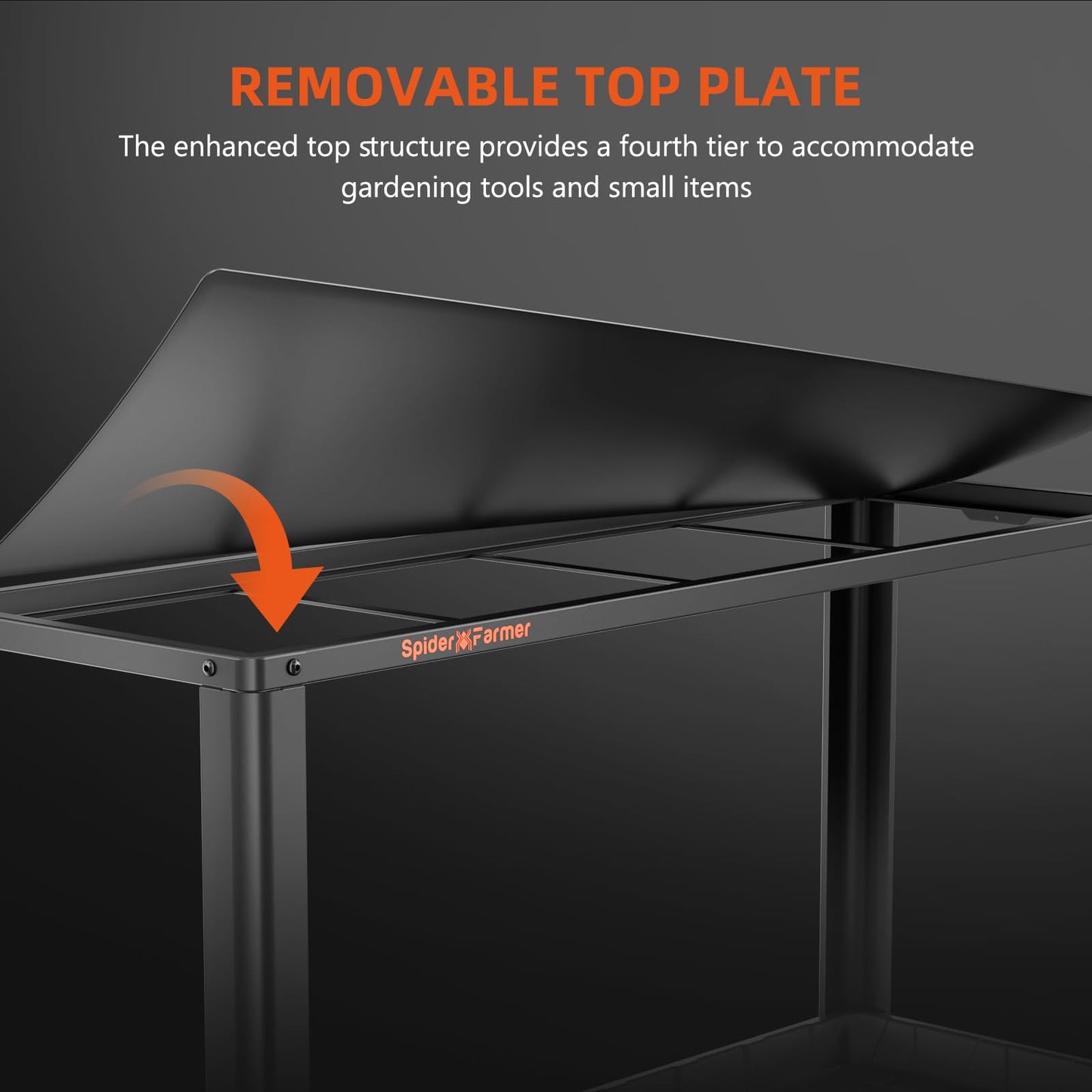 Spider Farmer Plant Stand 3 Tier Heavy-Duty Metal SF600 Plant Shelf With Waterproof Trays and Lockable Wheels For Flower Pot Display Easy Assembly Rack Black Indoor Outdoor 46Lx15Dx70H