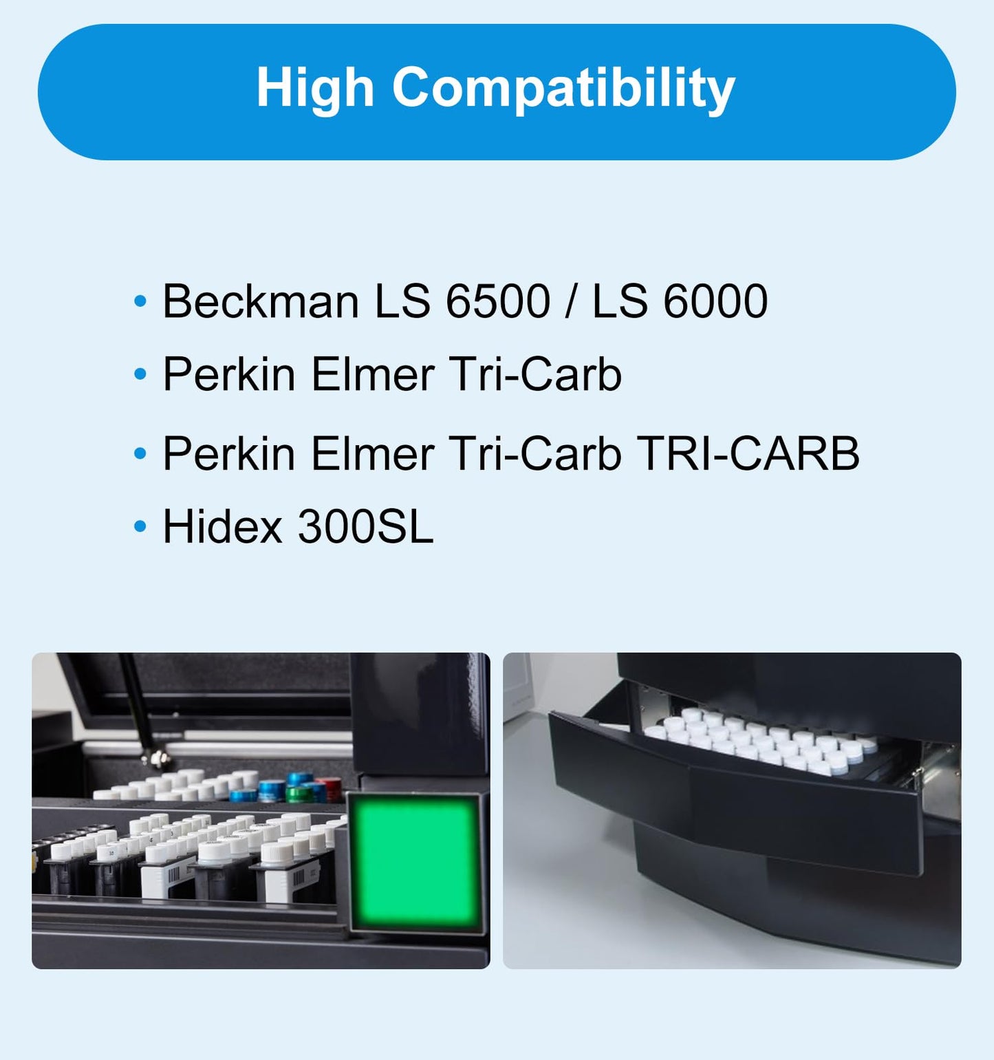 FOUR E'S SCIENTIFIC 20 ML Scintillation Vials, 100 PCS Lab Borosilicate Glass Liquid Scintillation Vials, 22-400 White Screw Cap with Silver Aluminum Foil Liner