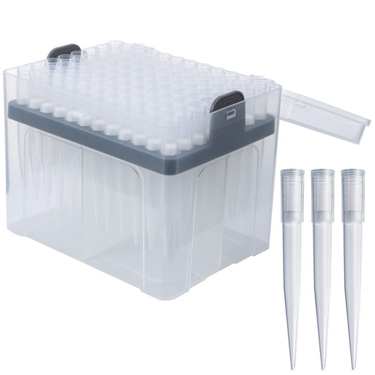 FOUR E'S SCIENTIFIC 1mL Pipette Tips - Universal 1000ul Sterile Pipette Tips Racked Non-pyrogenic DNAse/RNAse Free Autoclavable 1 Rack 96 Tips
