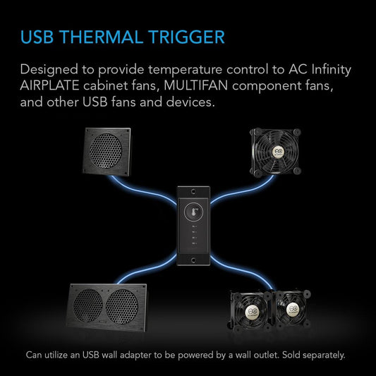 AC Infinity Controller 1, Thermal Trigger for AIRPLATE, MULTIFAN, USB Fans and Devices. Computer, AV Cabinet, Home Theater Cooling.