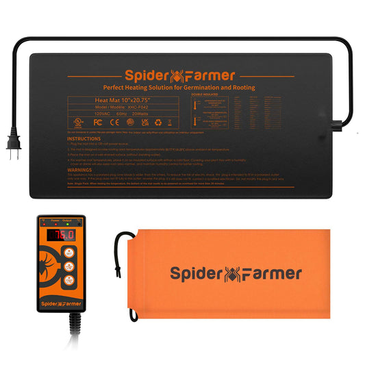 Spider Farmer Seedling Heat Mat 48"X20.75" and Digital Thermostat Controller Set Waterproof Durable for Indoor Gardening (MET UL Certified)