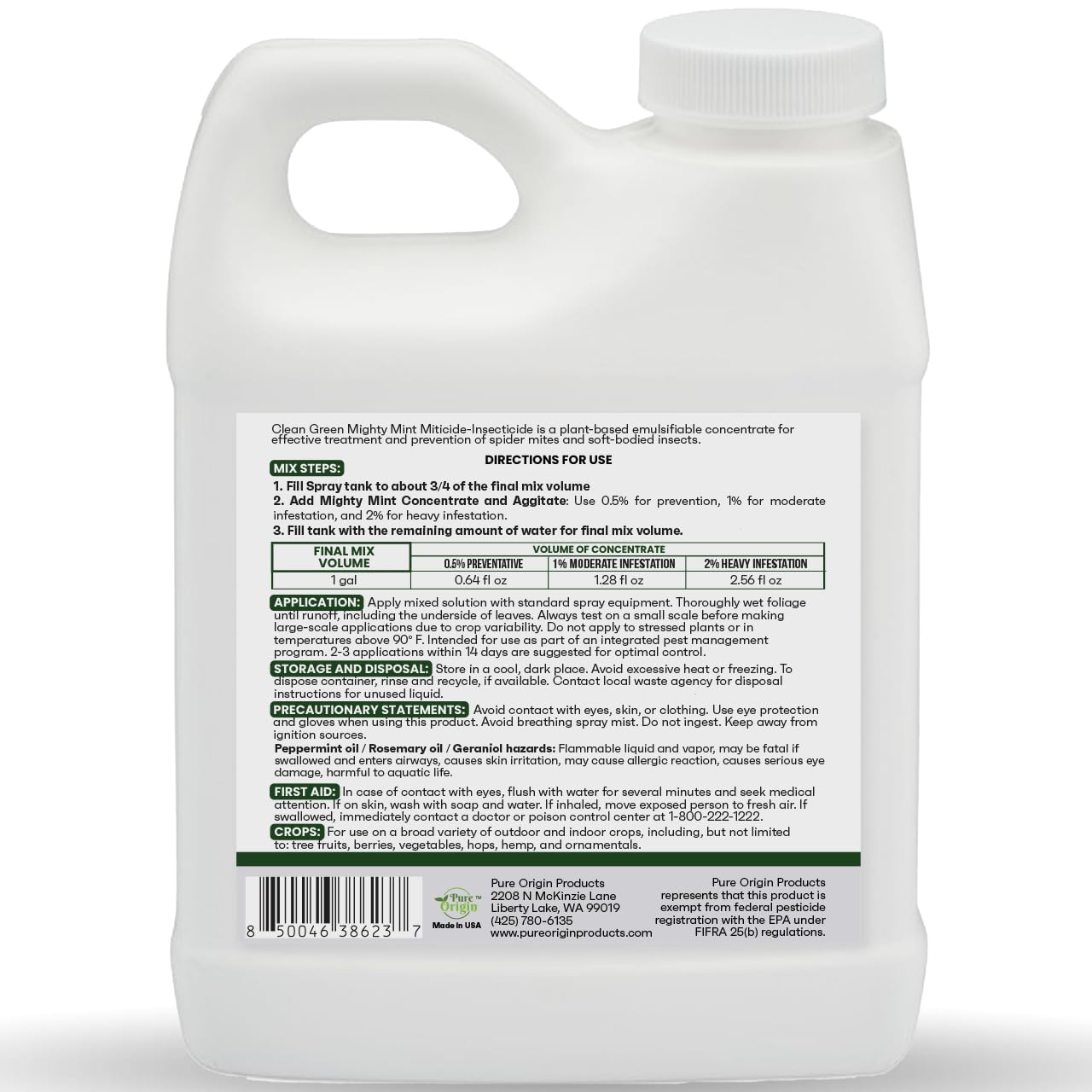 Miticide Insecticide – Botanical Concentrate for Spider Mites, Aphids, Disease, and Insects - OMRI Listed for Organic Use (128 oz)