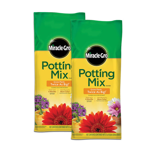 Miracle-Gro Potting Mix, For Container Plants, Flowers, Vegetables, Annuals, Perennials, Shrubs, Feeds for up to 6 Months, 16. qt., 2-Pack