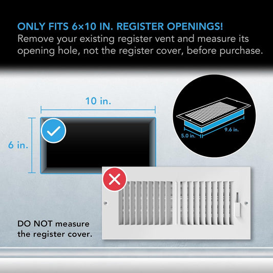 AC Infinity AIRTAP T6 White, Register Booster Fan for 6” x 10” Register Holes, Improves Heating & Cooling Vents, Quiet 10-Speeds, Bluetooth App Control Data Alerts. ONLY FITS 6” x 10” DUCT OPENINGS