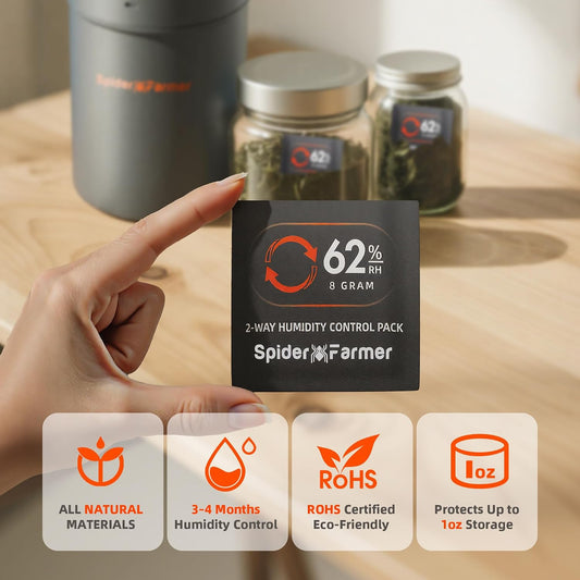 Spider Farmer 62% RH 8g Size Two-Way Humidity Control Packs, 10 Packs