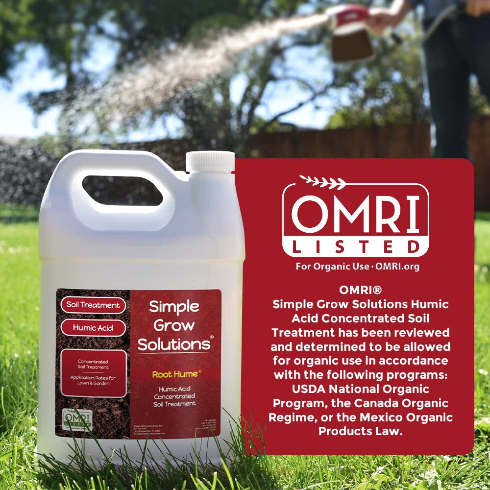 Organic Humic Acid Blend for Lawn and Garden - Root Hume - Concentrated Liquid Soil Conditioner for All Grass Types -Simple Lawn Solutions- OMRI Organic - Use with Fertilizer Program (2.5 Gallon)