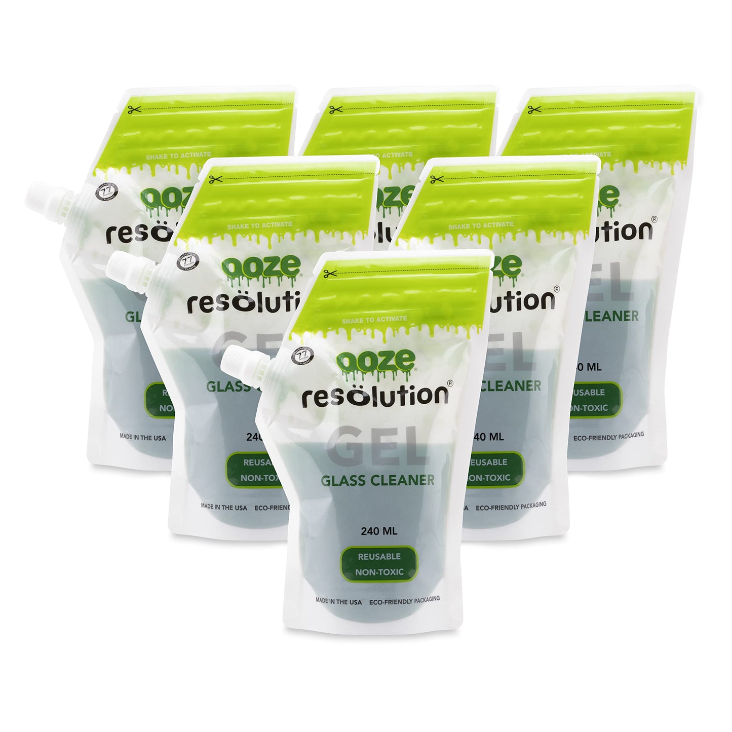 RESÖLUTION Ooze Resolution Gel Glass Cleaner (2 Pack 240ml Each) - Liquid Cleaning Solution Natural Clay-Based Non-Toxic Formula Glass and Metal Cleaner - Reusable - Non Abrasive Grunge Off