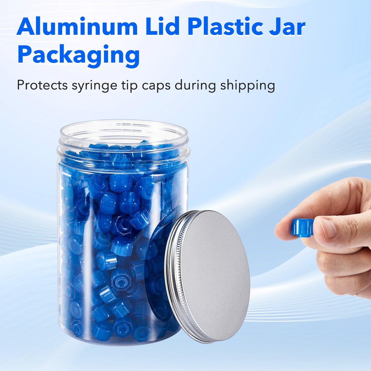 FOUR E'S SCIENTIFIC 300 pcs Syringe Tip Caps Blue