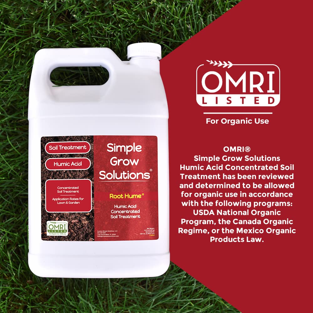 Organic Humic Acid Blend for Lawn and Garden - Root Hume - Concentrated Liquid Soil Conditioner for All Grass Types -Simple Lawn Solutions- OMRI Organic - Use with Fertilizer Program (2.5 Gallon)