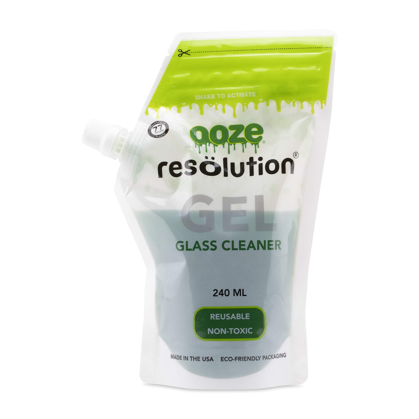 RESÖLUTION Ooze Resolution Gel Glass Cleaner (2 Pack 240ml Each) - Liquid Cleaning Solution Natural Clay-Based Non-Toxic Formula Glass and Metal Cleaner - Reusable - Non Abrasive Grunge Off