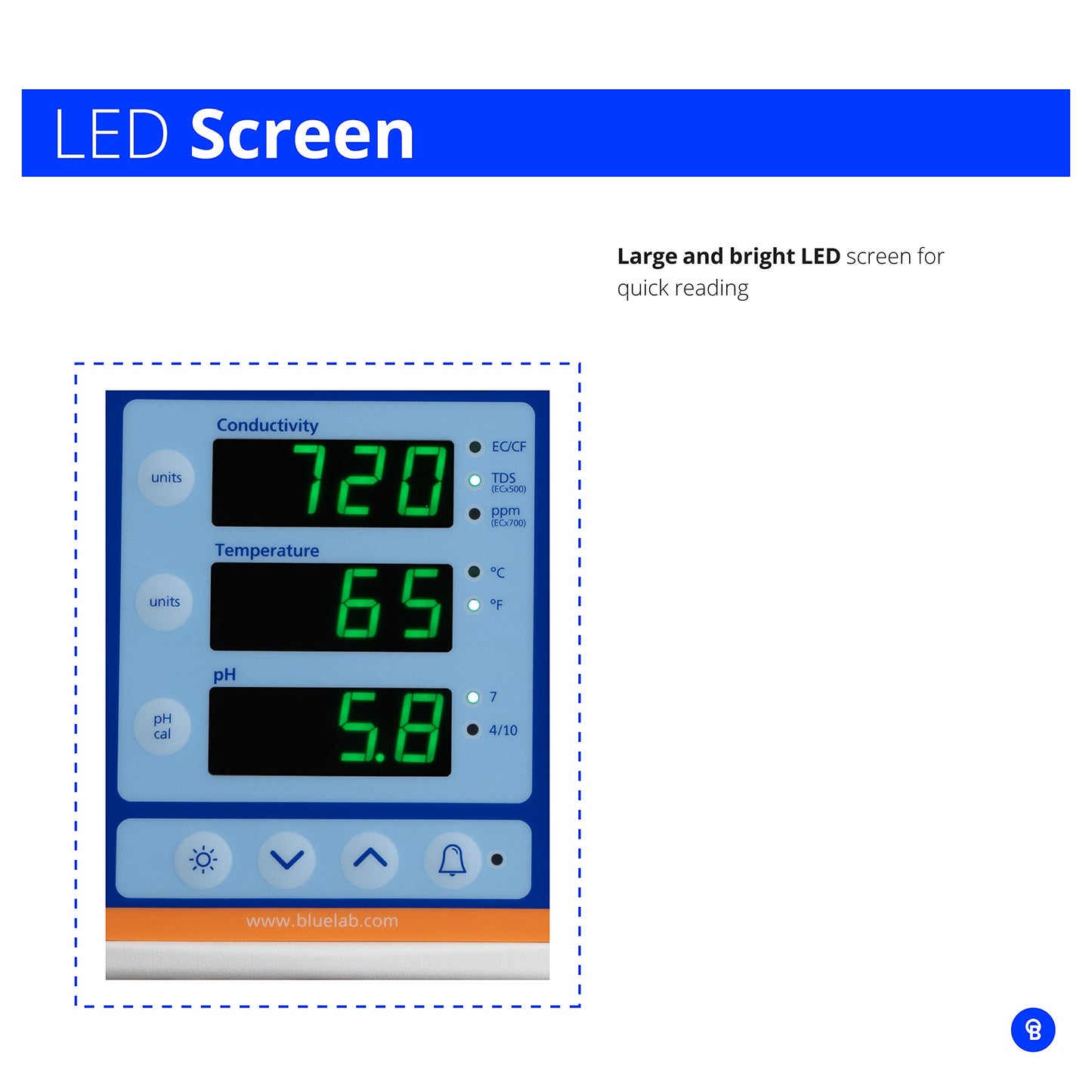 Bluelab Guardian Monitor Wi-Fi for Real-time pH, Temperature, and Conductivity (TDS) Measurements in Water with Calibration, 3 in 1 Digital Nutrient Meter for Hydroponic Systems and Indoor Plant Grow