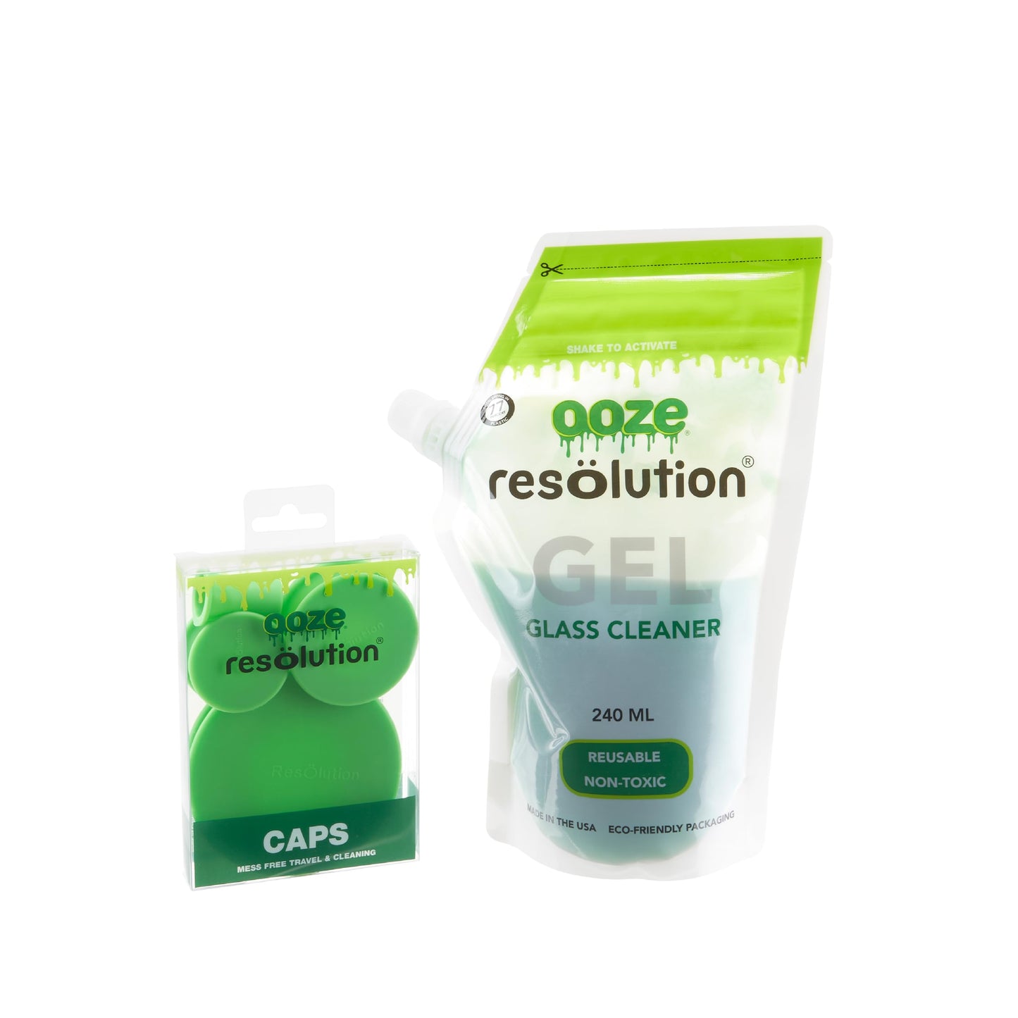 RESÖLUTION Ooze Resolution Gel Glass Cleaner (2 Pack 240ml Each) - Liquid Cleaning Solution Natural Clay-Based Non-Toxic Formula Glass and Metal Cleaner - Reusable - Non Abrasive Grunge Off