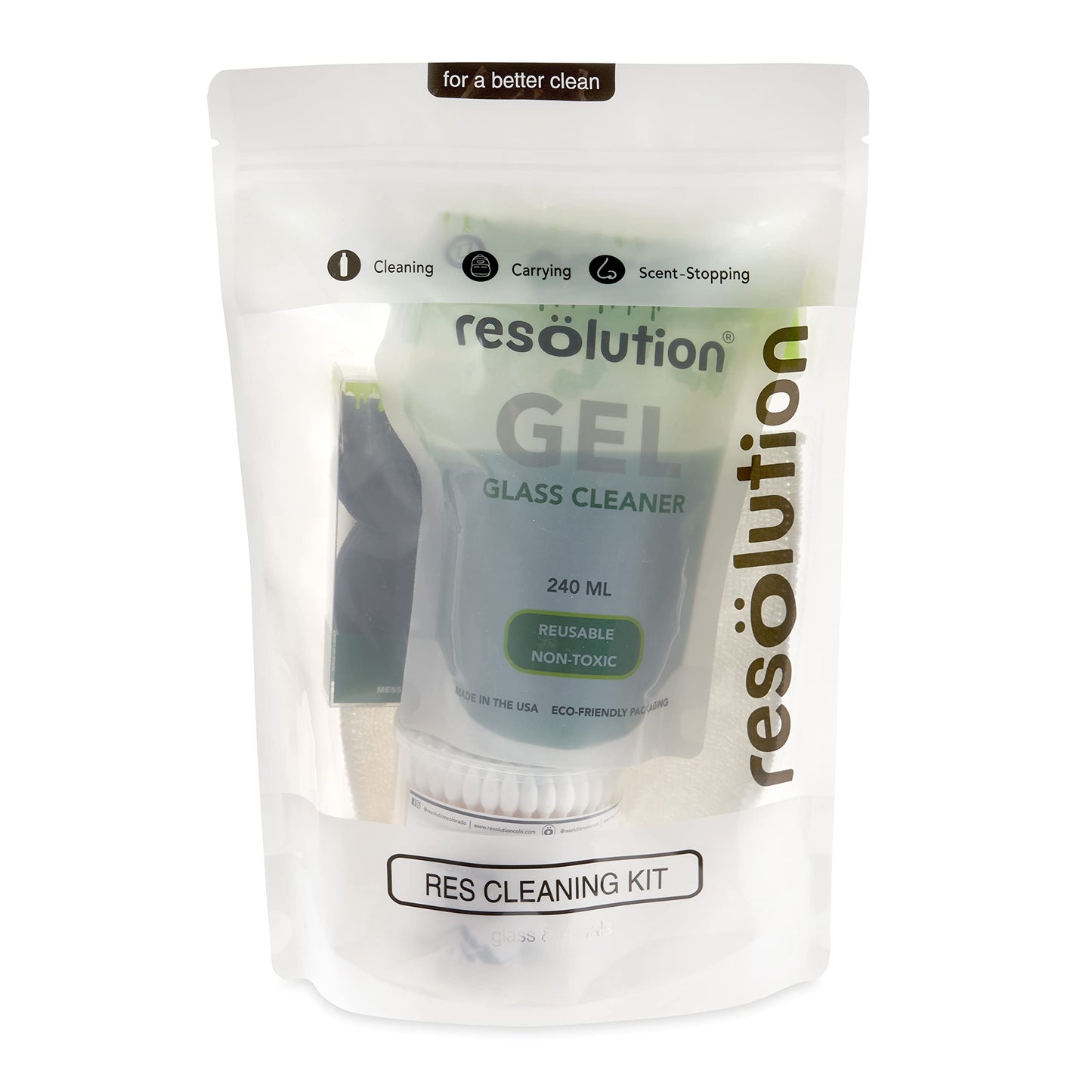 RESÖLUTION Ooze Resolution Gel Glass Cleaner (2 Pack 240ml Each) - Liquid Cleaning Solution Natural Clay-Based Non-Toxic Formula Glass and Metal Cleaner - Reusable - Non Abrasive Grunge Off