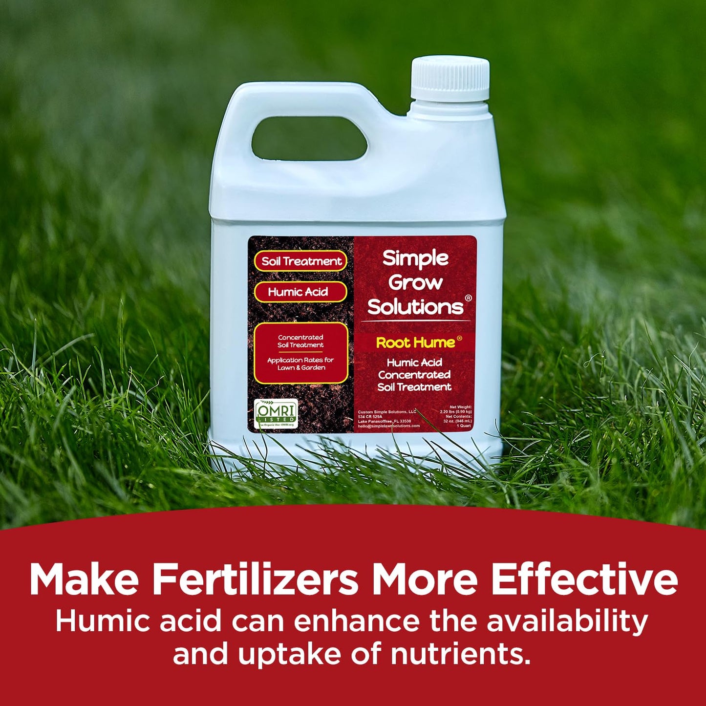 Organic Humic Acid Blend for Lawn and Garden - Root Hume - Concentrated Liquid Soil Conditioner for All Grass Types -Simple Lawn Solutions- OMRI Organic - Use with Fertilizer Program (2.5 Gallon)