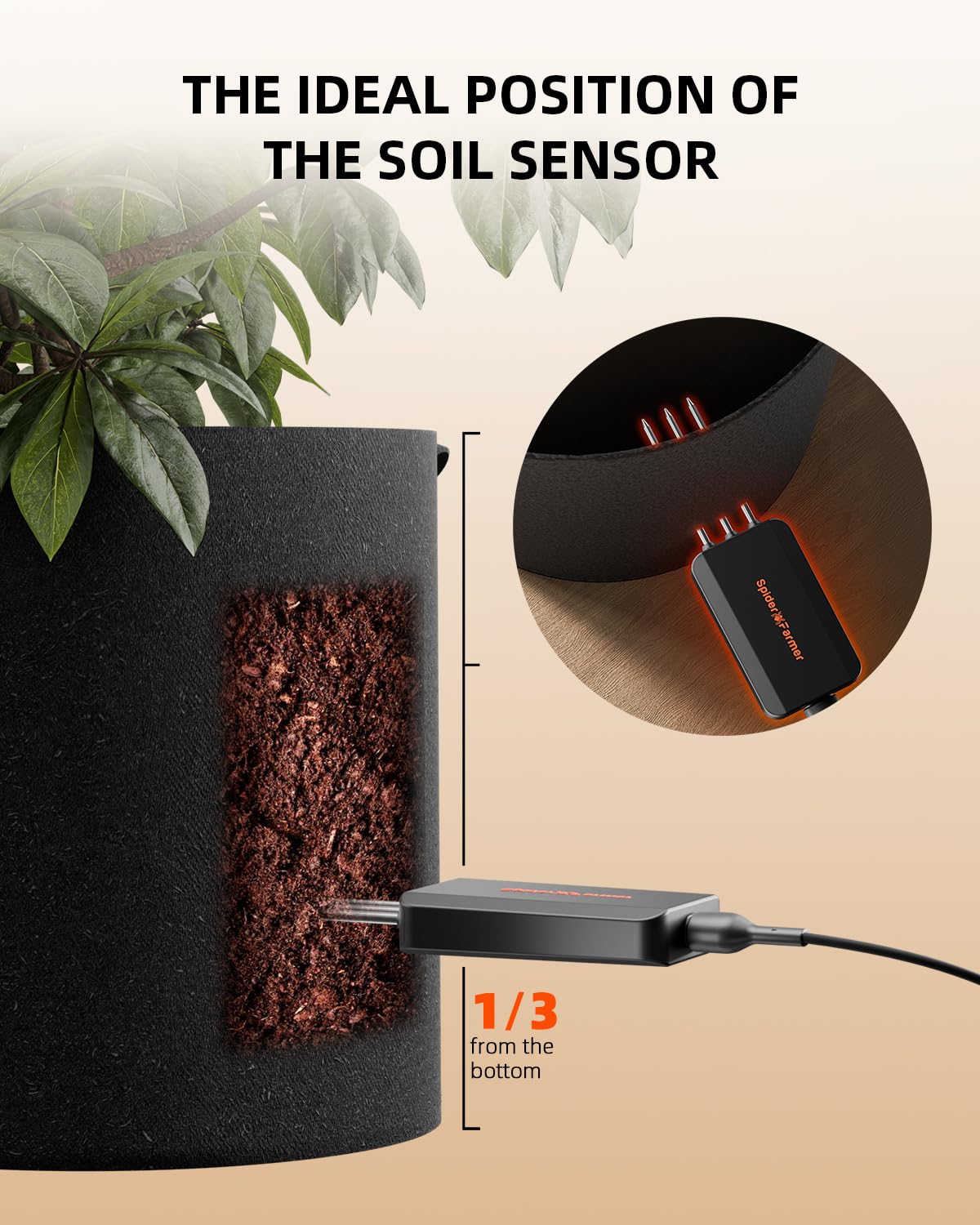 Spider Farmer GGS 3 in 1 Soil Sensor Pro 3Pcs for Indoor Garden Grow Tent