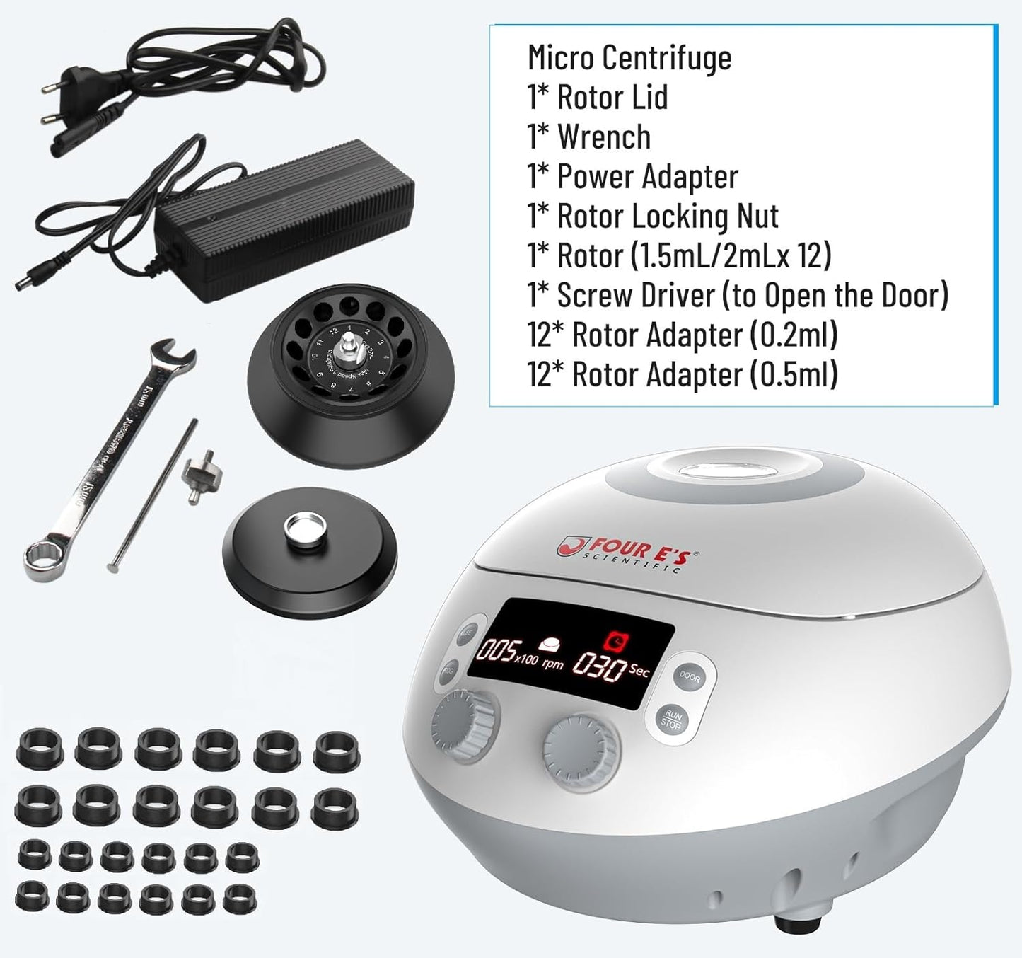 FOUR E'S SCIENTIFIC 500-15000 RPM Lab Benchtop Centrifuge, Model CF0201002