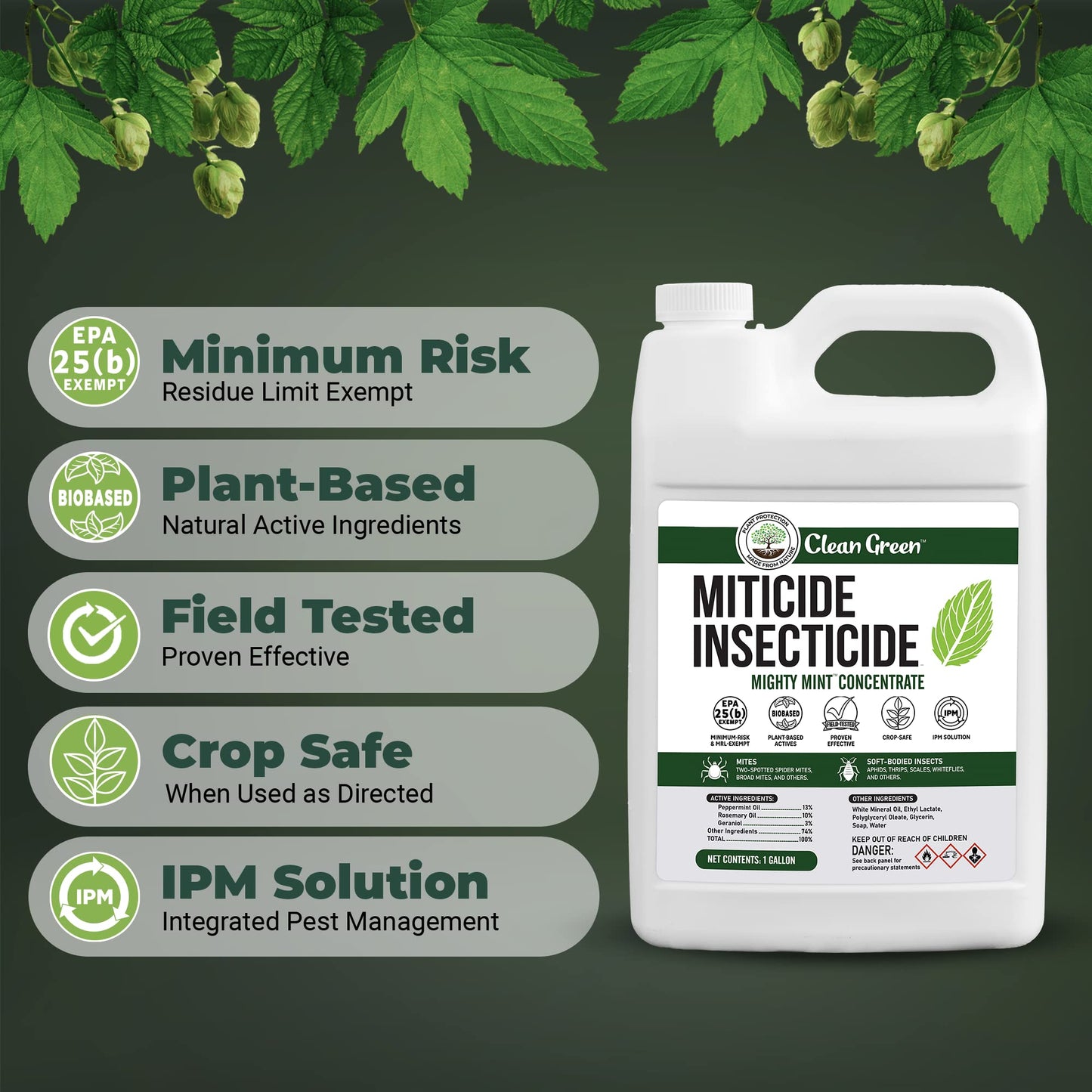 Miticide Insecticide – Botanical Concentrate for Spider Mites, Aphids, Disease, and Insects - OMRI Listed for Organic Use (128 oz)