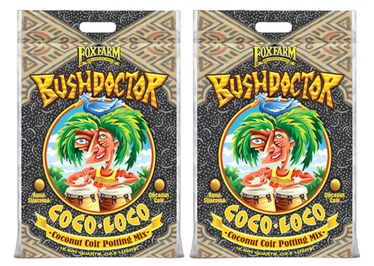 FoxFarm BushDoctor Coco Loco Soil Potting Mix, Triple-Washed for Reduced Salt, Retains Water, Includes Bat Guano & Earthworm Castings - Ideal for All Gardens 12 Quart (2 Pack)