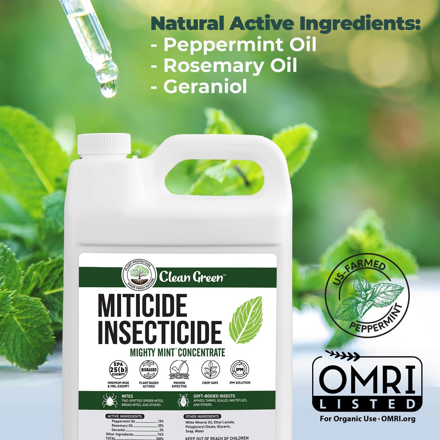 Miticide Insecticide – Botanical Concentrate for Spider Mites, Aphids, Disease, and Insects - OMRI Listed for Organic Use (128 oz)