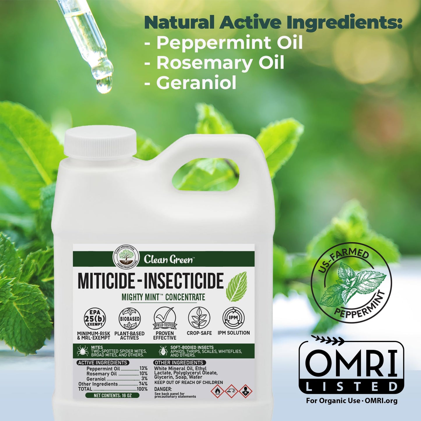 Miticide Insecticide – Botanical Concentrate for Spider Mites, Aphids, Disease, and Insects - OMRI Listed for Organic Use (128 oz)