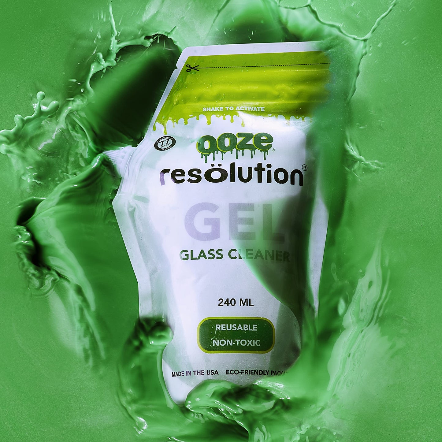 RESÖLUTION Ooze Resolution Gel Glass Cleaner (2 Pack 240ml Each) - Liquid Cleaning Solution Natural Clay-Based Non-Toxic Formula Glass and Metal Cleaner - Reusable - Non Abrasive Grunge Off