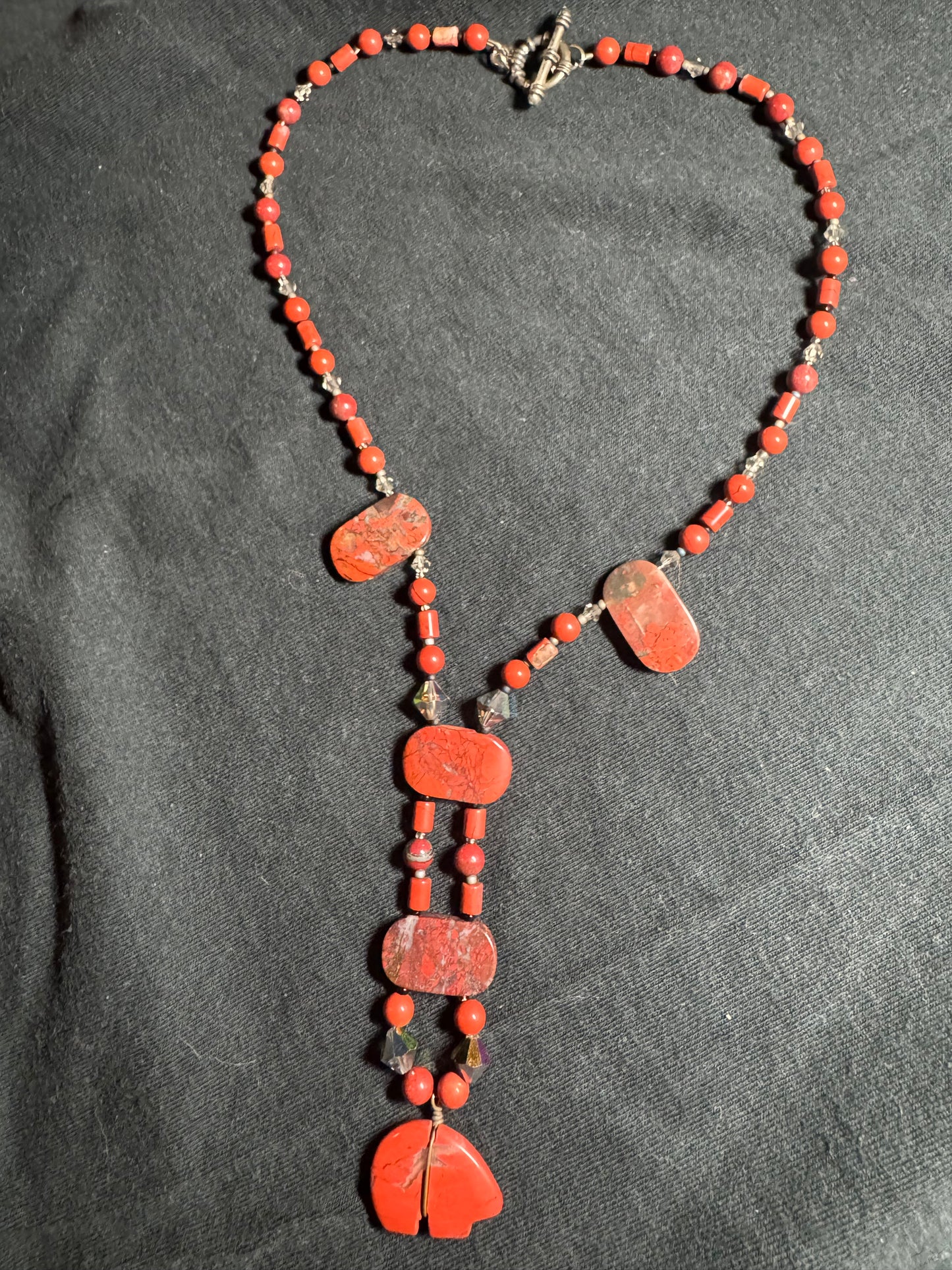 Red Jasper and Bear Necklace
