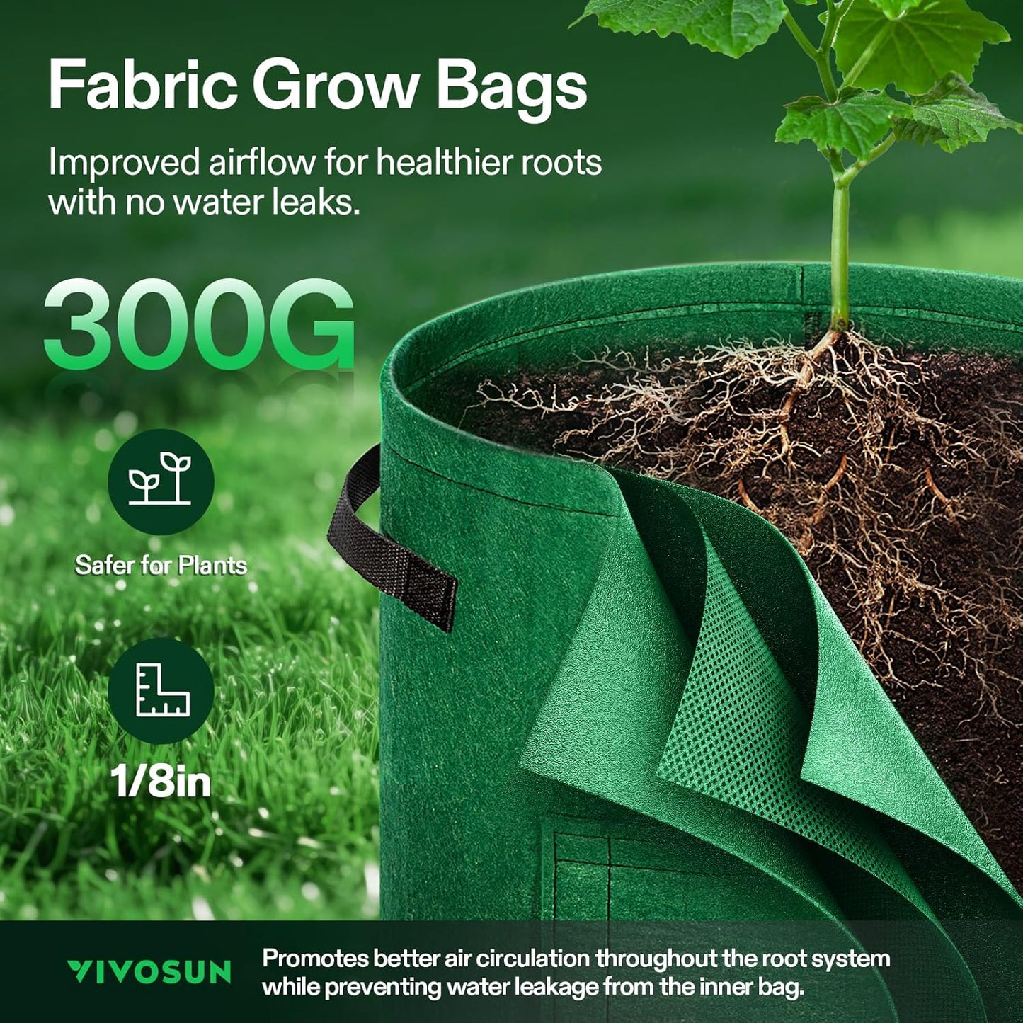 5-Pack 7 Gallon Potato Grow Bags for Growing Potatoes, Fabric Potato Pots with Handle and Roll-Up Window, Potato Growing Containers Potato Planter Potato Planter for Growing Potatoes, Green