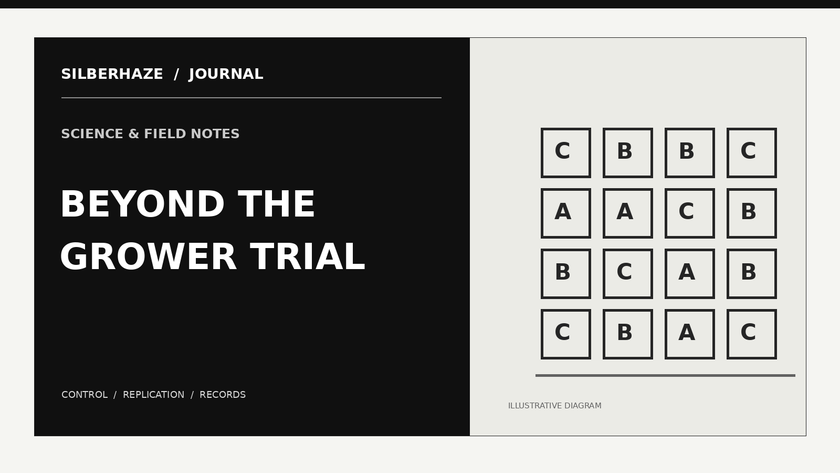 Original Silberhaze graphic of replicated and randomized trial layout