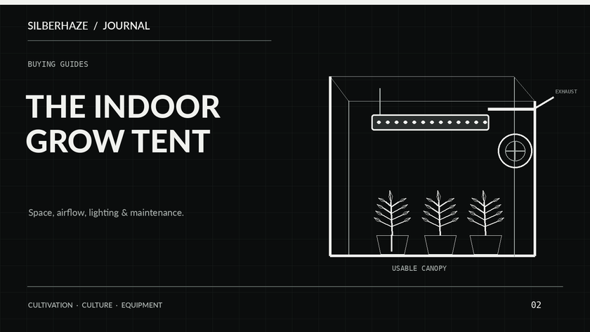 Schematic of a grow tent with overhead LED lighting, plants and ventilation