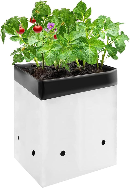 50-Pack 2 Gallon Grow Bags for Plants, Black-And-White Panda Film Containers Thick Plastic Bag for Potting Seedlings, and Rooting