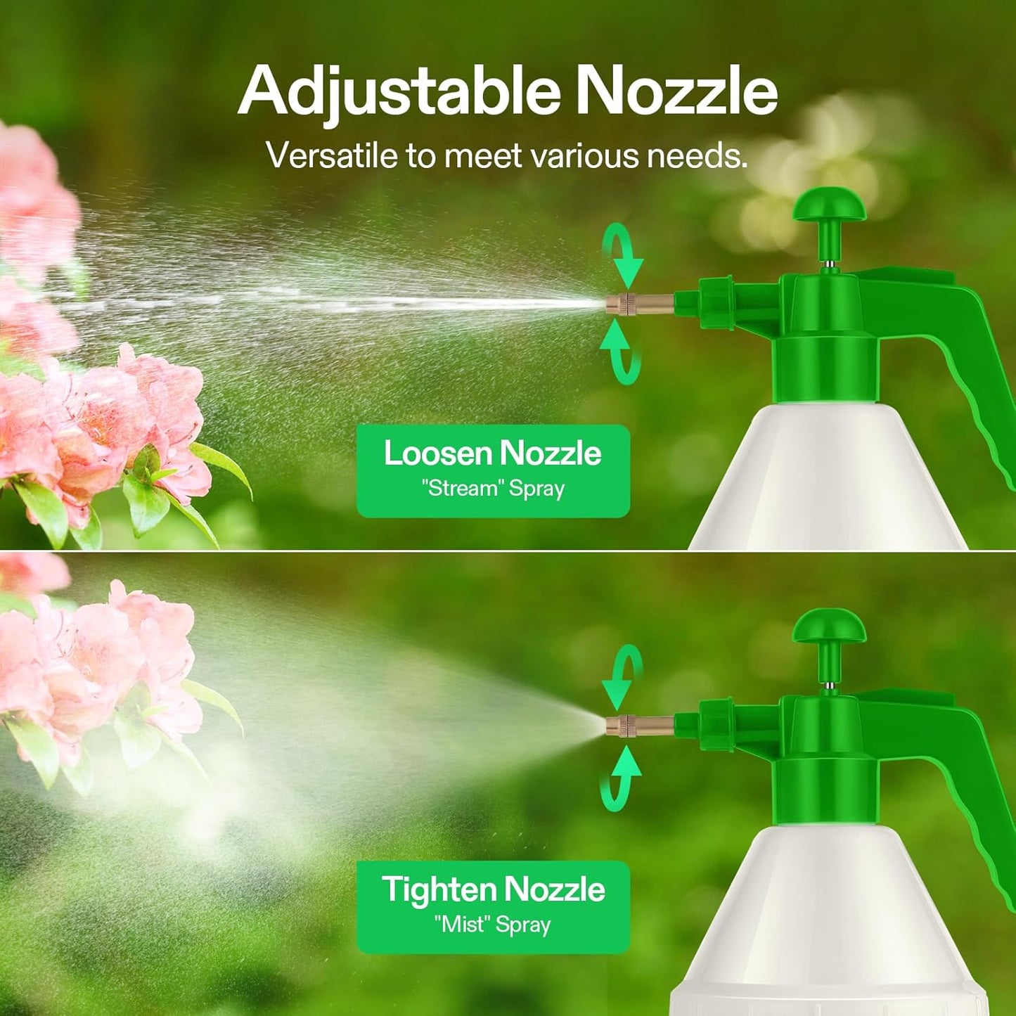 27Oz Pump Sprayer, Handheld Garden Water Sprayer Bottle with Adjustable Brass Nozzle, for Spraying Plants, Flowers, Weeds and Cleaning, Green
