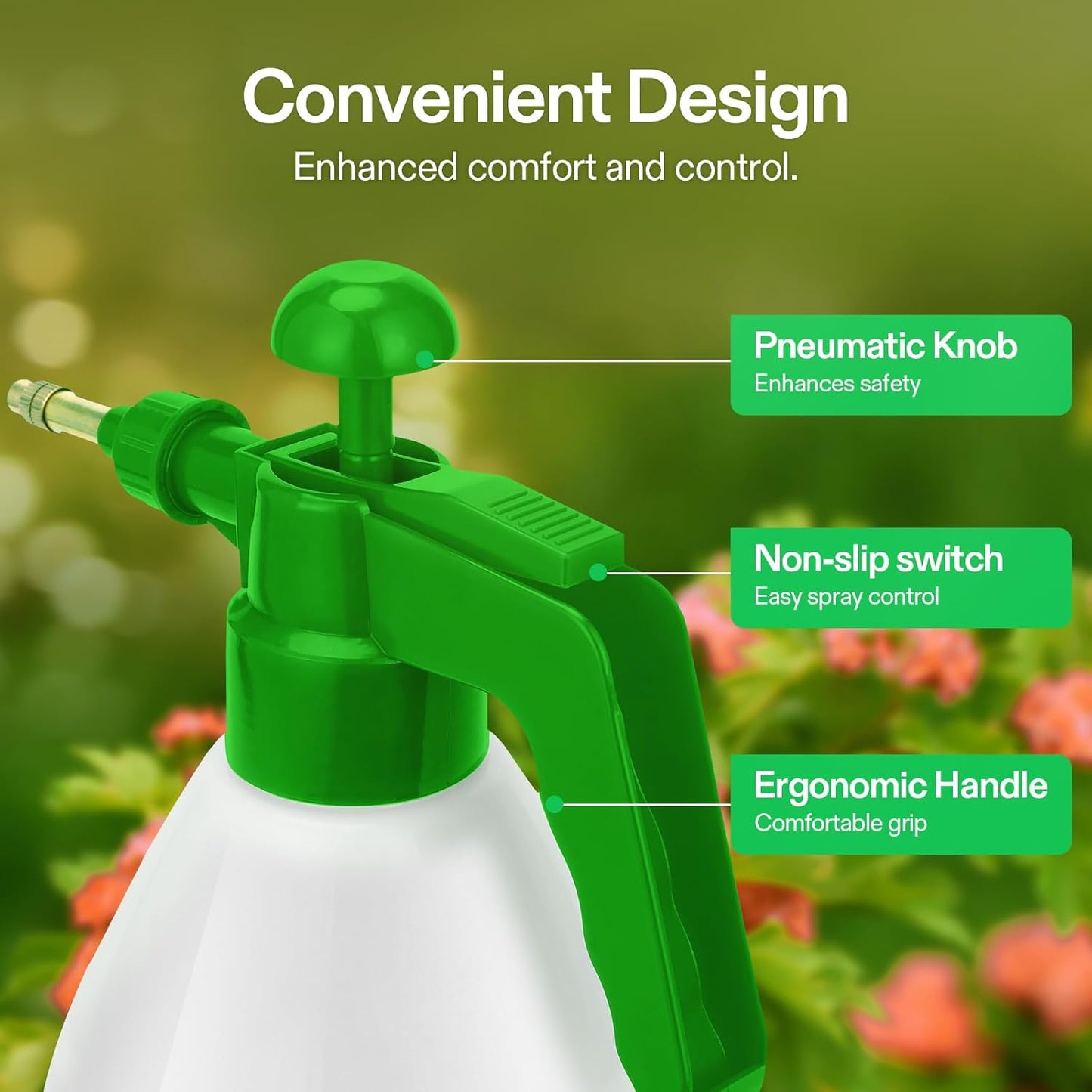 27Oz Pump Sprayer, Handheld Garden Water Sprayer Bottle with Adjustable Brass Nozzle, for Spraying Plants, Flowers, Weeds and Cleaning, Green