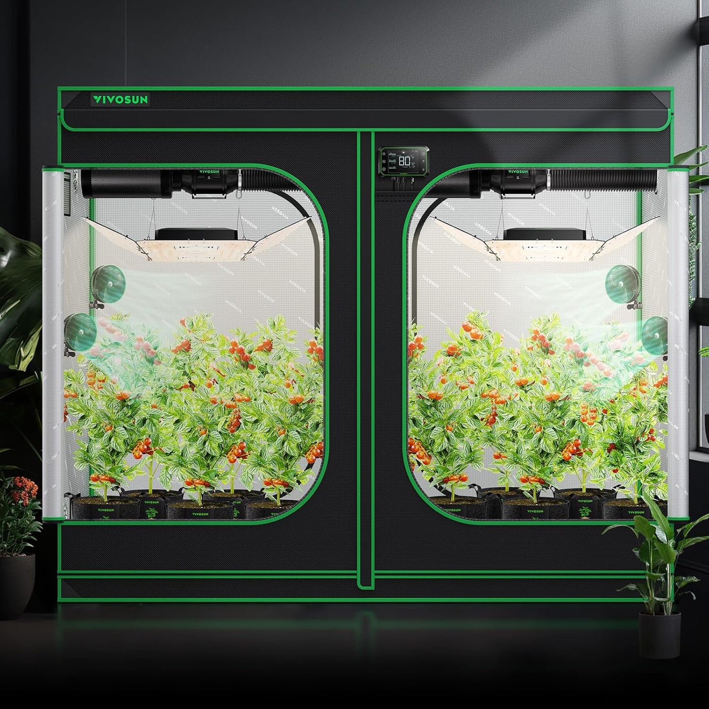 S848 4X8 Grow Tent, 96"X48"X80" High Reflective Mylar with Observation Window and Floor Tray for Hydroponics Indoor Plant for VS4000/VSF4300