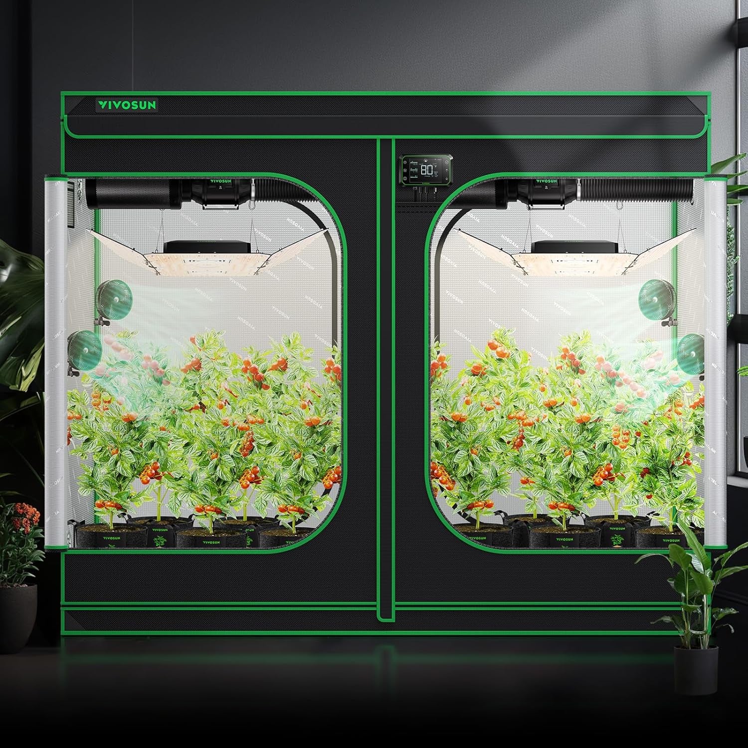 S848 4X8 Grow Tent, 96"X48"X80" High Reflective Mylar with Observation Window and Floor Tray for Hydroponics Indoor Plant for VS4000/VSF4300