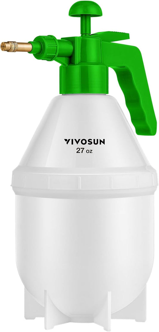 27Oz Pump Sprayer, Handheld Garden Water Sprayer Bottle with Adjustable Brass Nozzle, for Spraying Plants, Flowers, Weeds and Cleaning, Green