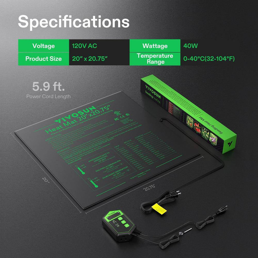 20 In. X 20.75 In. Seedling Heat Mat and Digital Thermostat Combo Set