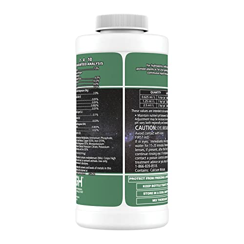 General Hydroponics HGC718807 FloraNova Grow 7-4-10, Robust Strength Of Dry Fertilizer But In Rapid Liquid Form Use For Hydroponics, Soilless Mixtures, Containers & Garden Grown Plants, 2.5-Gallon