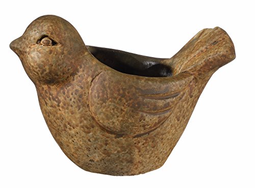 Classic Home and Garden Cement Buddies Animal Planter - Cute Desk Decoration - UV Coated Animal Vase w/Removable Drain Plug - Succulent Planter for Indoor/Outdoor Use (Bird Planter, Rust, Large)