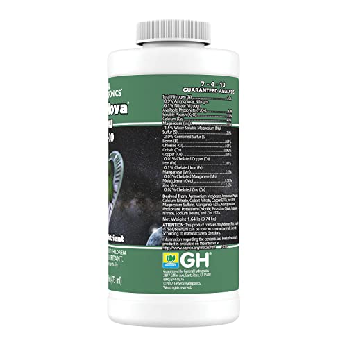 General Hydroponics HGC718807 FloraNova Grow 7-4-10, Robust Strength Of Dry Fertilizer But In Rapid Liquid Form Use For Hydroponics, Soilless Mixtures, Containers & Garden Grown Plants, 2.5-Gallon