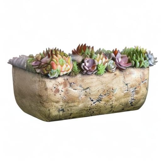 Classic Home and Garden Dakota Rectangular Planter Box w/Drain Plug - Small Succulent Pots for Window Sills & More - Shallow Trough Planter for Indoor Outdoor Use (8” Earth Moss Gray)