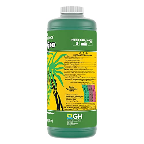 General Hydroponics FloraMicro 5-0-1, Use with FloraBloom & FloraGro For A Tailor-Made Nutrient Mix Ideal for Hydroponics, 1-Quart