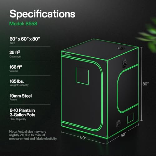 VIVOSUN S448 4x4 Grow Tent, 48"x48"x80" High Reflective Mylar with Observation Window and Floor Tray for Hydroponics Indoor Plant for VS4000/VSF4300