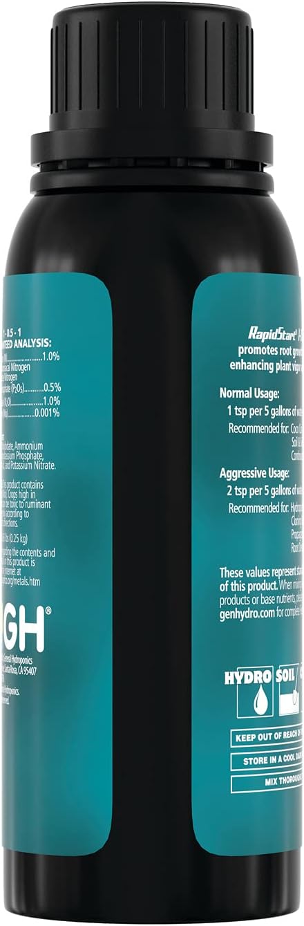 General Hydroponics RapidStart, Plant Food, 1-0.5-1, 500 mL.