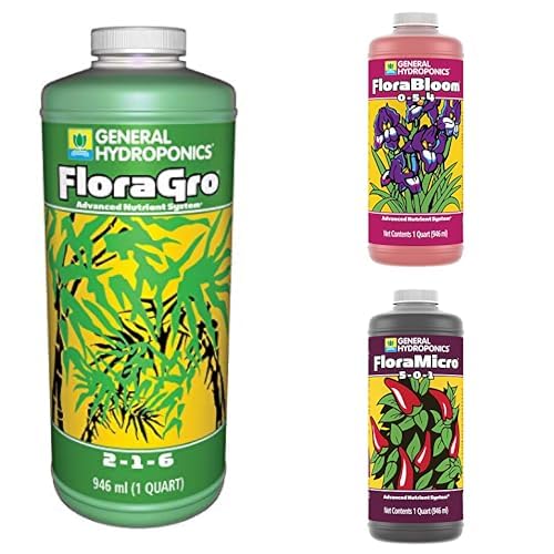 General Hydroponics FloraMicro 5-0-1, Use with FloraBloom & FloraGro For A Tailor-Made Nutrient Mix Ideal for Hydroponics, 1-Quart