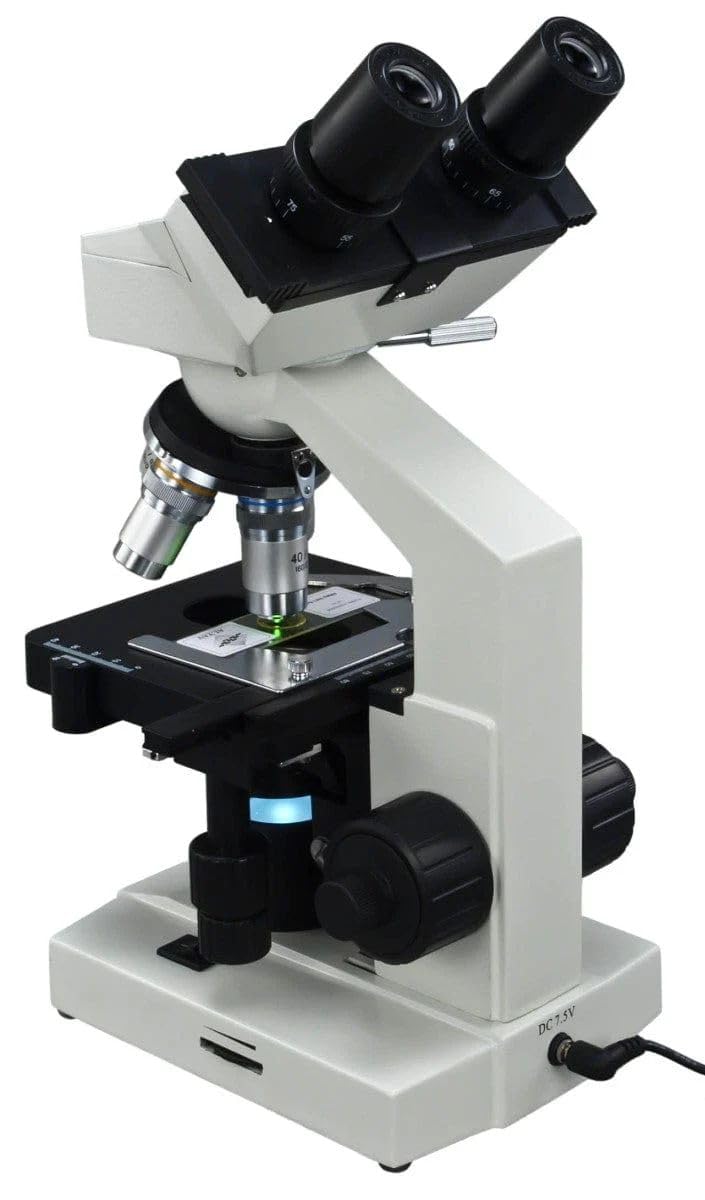OMAX M82E Series LED Binocular Compound Lab Microscope - 40X-2000X Magnification - Microscope Kit with 100 Blank Slides & Cover Slips