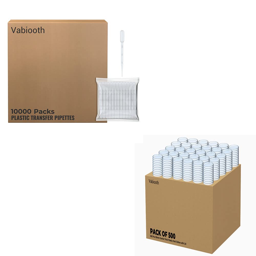500Pcs Petri Dishes with 10000Pcs Plastic Transfer Pipettes
